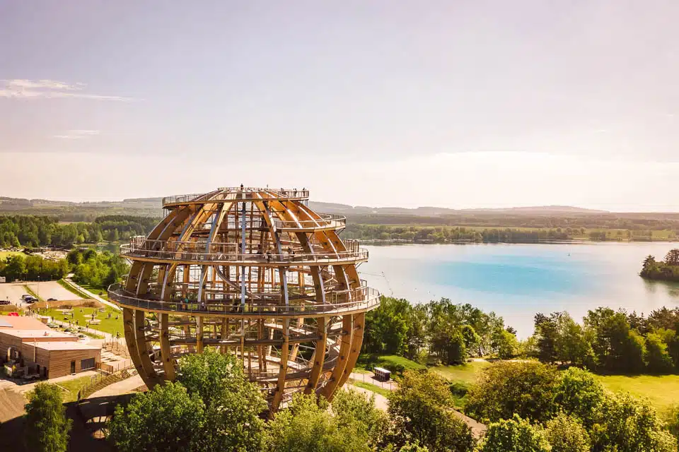 Erlegnisholzkugel am Steinberger See aus der Luft